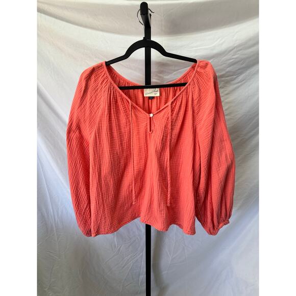 Universal Thread Gauze Coral Boho Too Size L EUC Prairie Festival Western - Picture 2 of 5